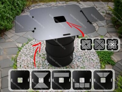 Квадратная планча 100 см плита-гриль для бочки