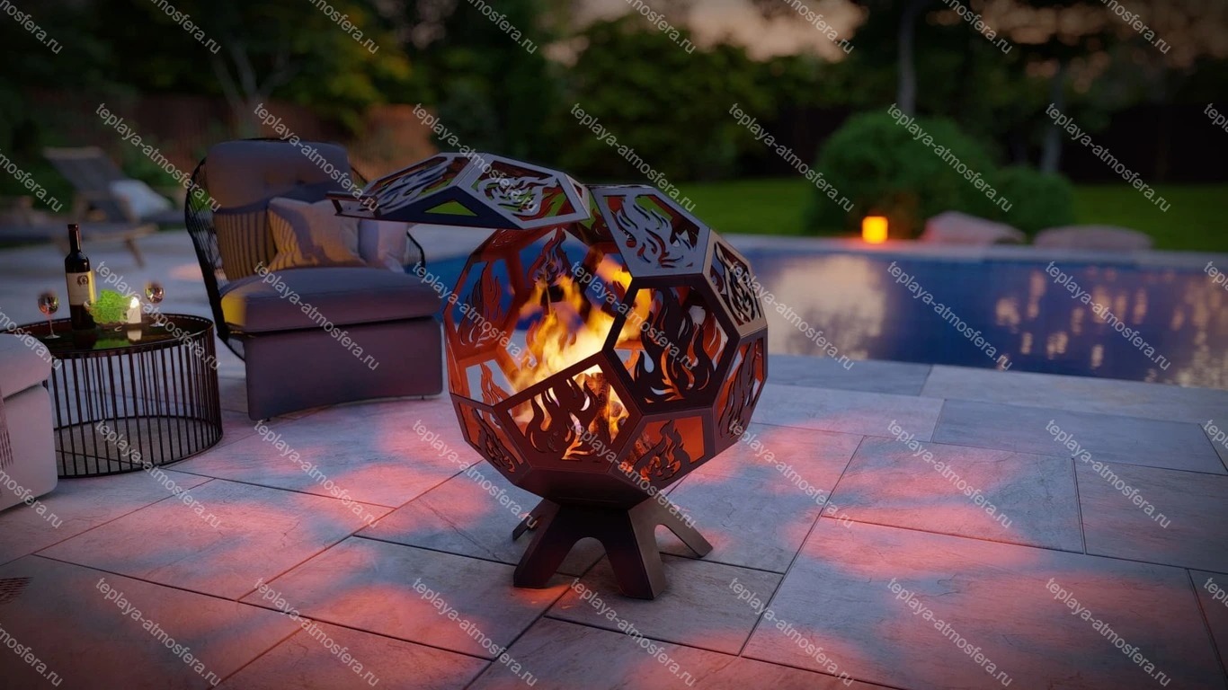 Костровая чаша Мяч Шар с крышкой — изображение 5