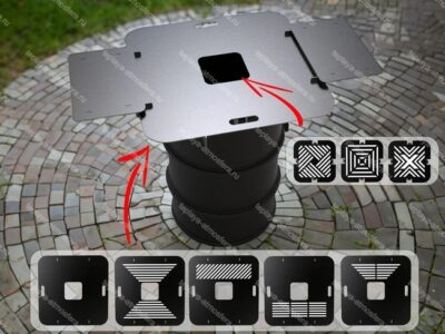 Квадратная планча 80 см плита-гриль для бочки