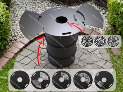 Круглая планча 80 см плита-гриль для бочки