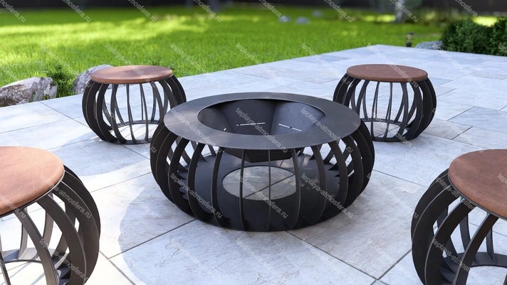 Костровая чаша-очаг Round с табуретами — изображение 13