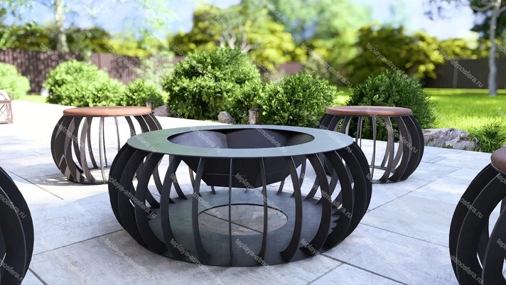 Костровая чаша-очаг Round с табуретами — изображение 15