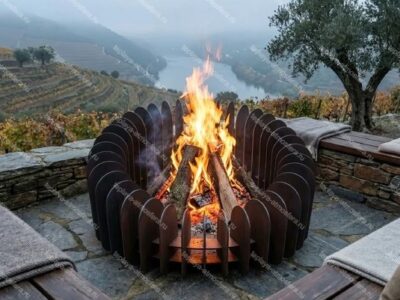 Костровая чаша круглая с пластин V1